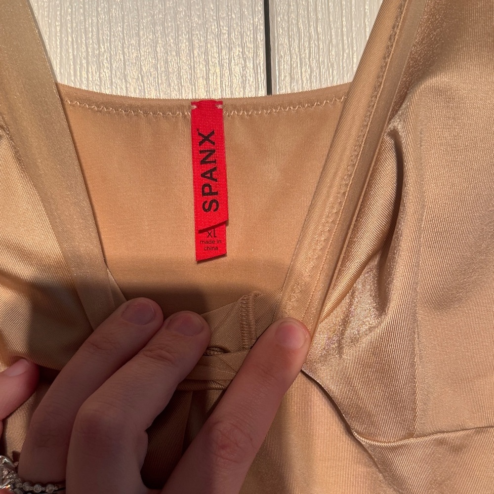 SPANX Champagne Slip Dress/shape-wear with V-Neck - Picture 2 of 2